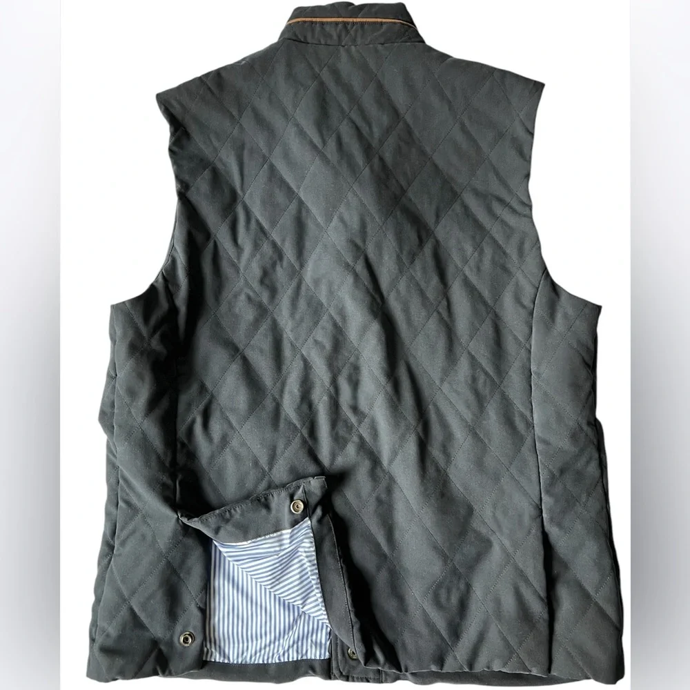 POLO GOLF RALPH LAUREN Classic Diamond Quilted Vest Navy Blue Seersucker Lining - Picture 4 of 11
